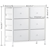 White Dresser for Bedroom 6 Drawer Organizers Fabric Storage Chest Tower