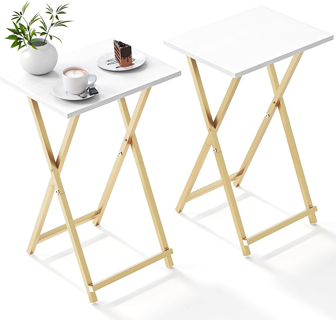 Foldable TV Trays, Small Folding Table, TV Trays Table Set of 2, TV Dinner Tray