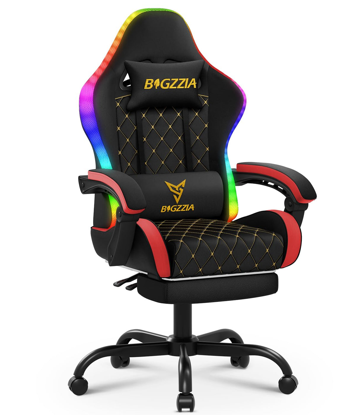 RGB LED Gaming Chair with Footrest - Ergonomic High Back Reclining Computer Chair