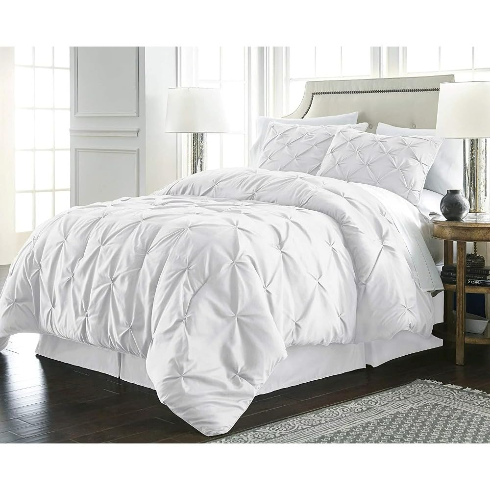 2 Piece Luxury Lightweight Pinch Pleated Pintuck Fluffy Comforter Twin Size