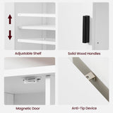 Storage Cabinet with 2 Doors and 4 Storage Shelves, Credenza Buffet Cabinet