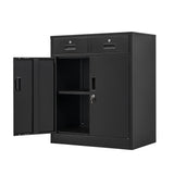 Metal Storage Cabinet, 36" H Locking Storage Cabinet with Two Drawers and Adjustable