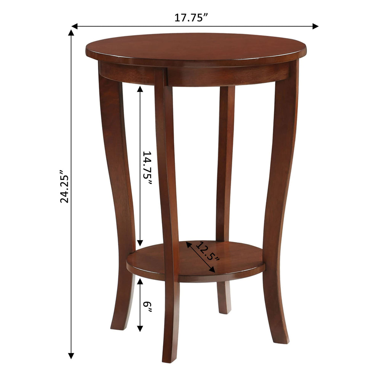 American Heritage Round End Table with Shelf, Espresso