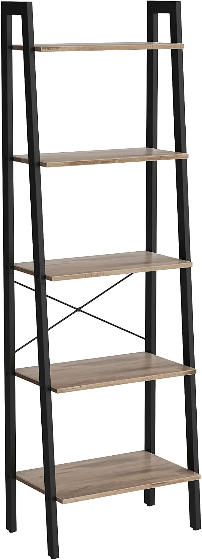 Ladder Shelf, 5-Tier Bookshelf, Storage Rack, Bookcase with Steel Frame