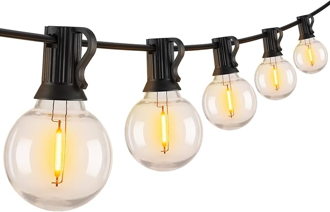 Lights Outdoor 50Feet G40 Patio Lights with 52 Led Shatterproof Bulbs(2 Spare),
