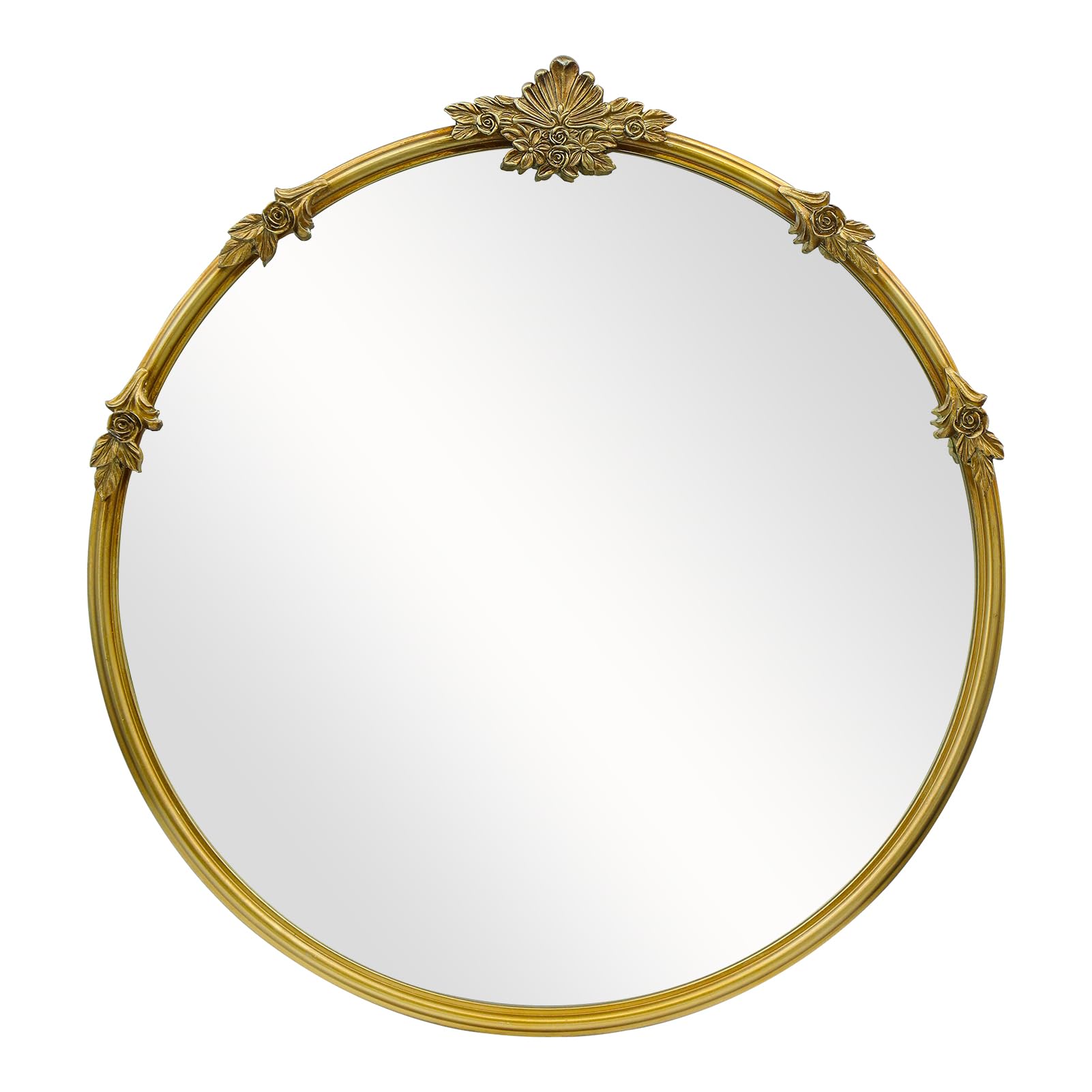 Gold Round Mirror - Baroque Style Ornate 24 Inch Mirror Suitable for Home Decoration