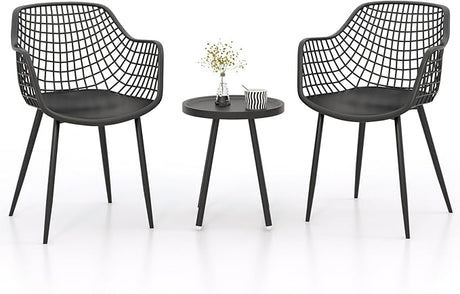 3 Piece Patio Bistro Set, All Weather Heavy Duty Table and Chairs Set of 2 with Widen Seats