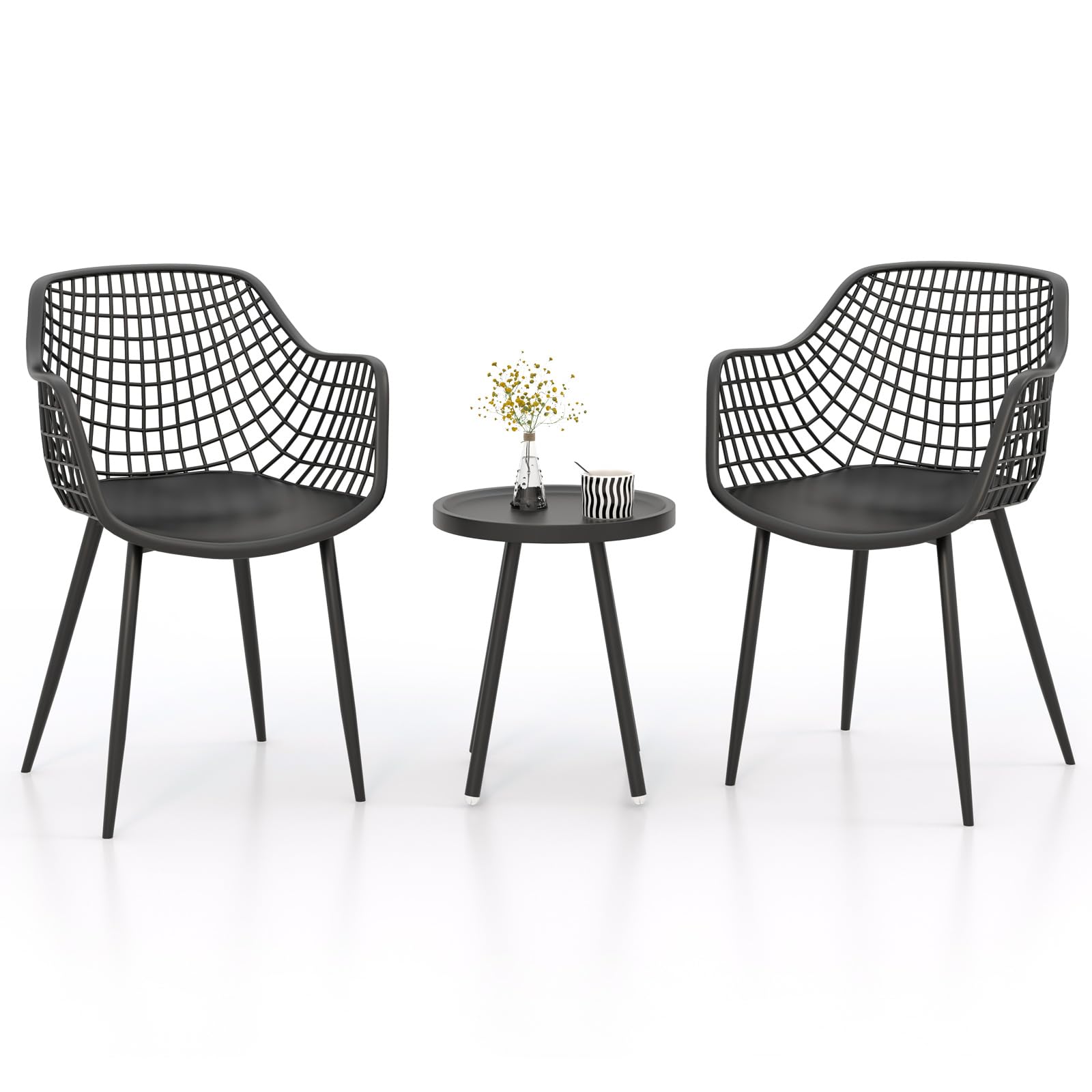3 Piece Patio Bistro Set, All Weather Heavy Duty Table and Chairs Set of 2