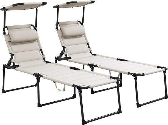 Outsunny Outdoor Lounge Chair, Adjustable Backrest Folding Chaise Lounge