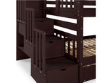 Bunk Beds Twin over Twin with 3 Drawers in the Steps and a Twin Trundle, Dark Cherry