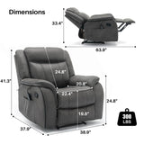 Leather Massage Recliner Chair with Heat Vibration and Overstuffed Arm