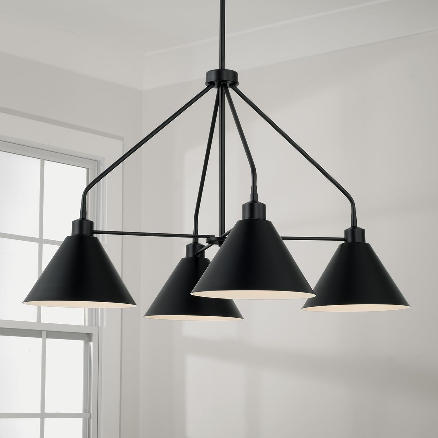451341MB Alden Modern Industrial Metal Cone with White Interior Chandelier