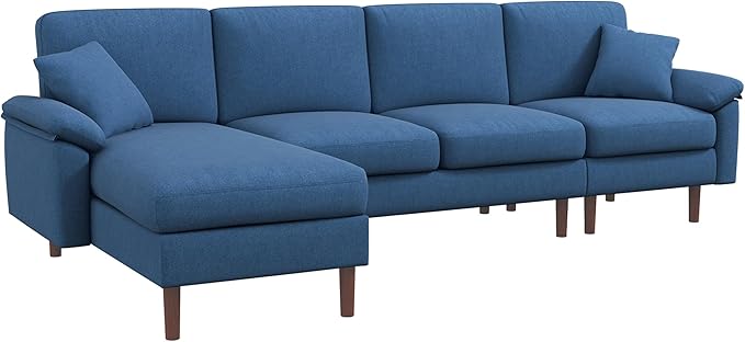 Reversible Sleeper Sofa, Modern L Shaped Sectional Sofa with Pillows