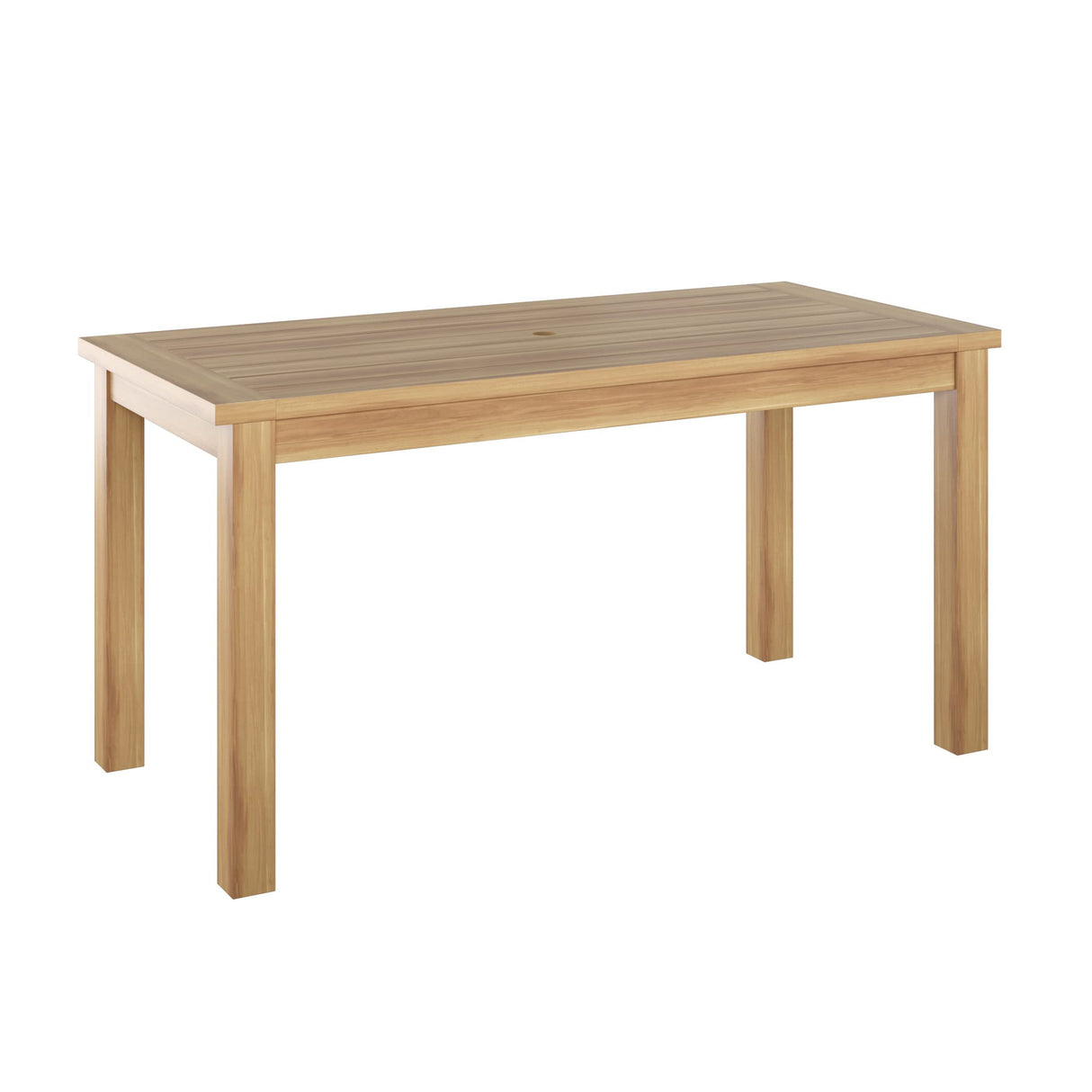 DT60-79-Q688 60" Rectangular Acacia Dining Table with Umbrella Hole, Beige