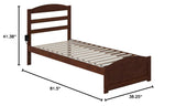 Solid Wood Twin XL Bed with Footboard and USB Charger in Walnut
