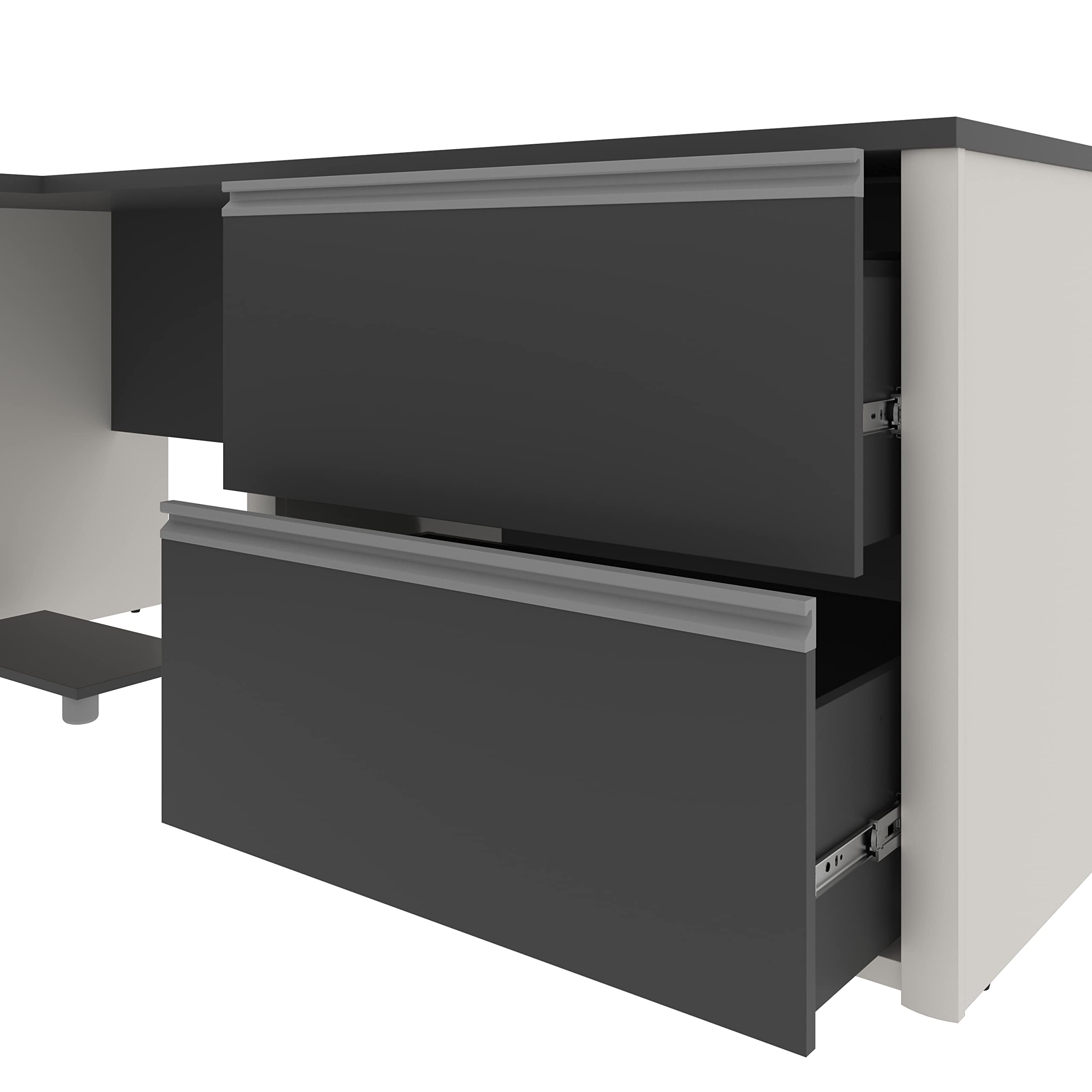 Connexion U-Shaped Executive Desk with Lateral File Cabinet, 72W, Slate/Sandstone