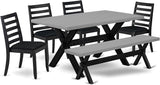 X697DR124-6 6 Piece Dining Set Contains a Rectangle Dining Room Table with X-Legs