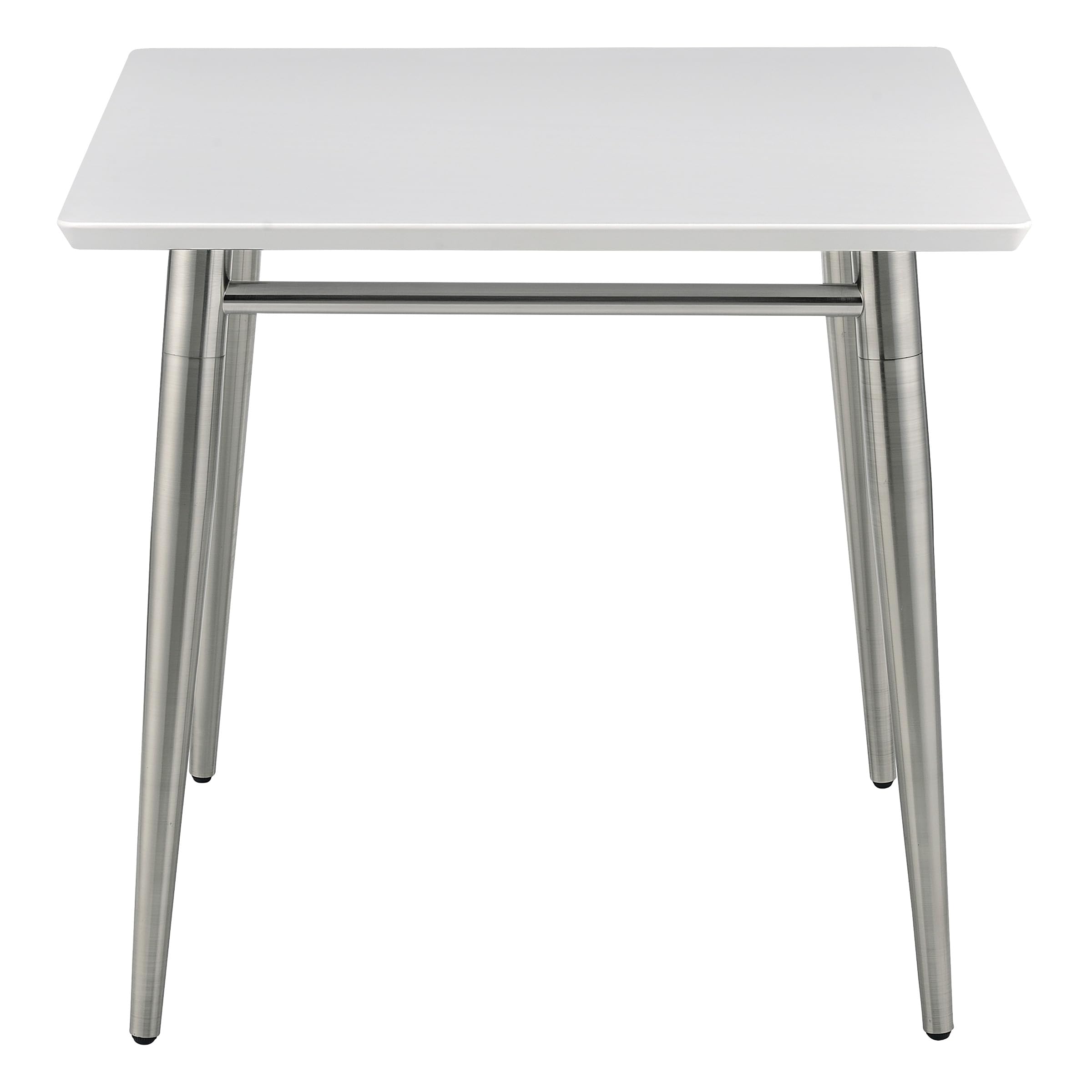 Brooklyn Modern Square End Table, White Top with Brushed Nickel