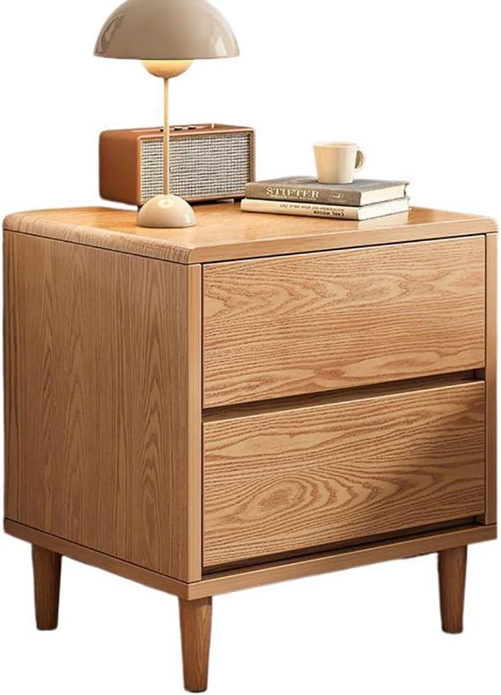 Wooden Bedroom Nightstand Side Table, Modern Nightstand with 2 DrawersNightstand Side Table, Bedroom Furniture,A48cm