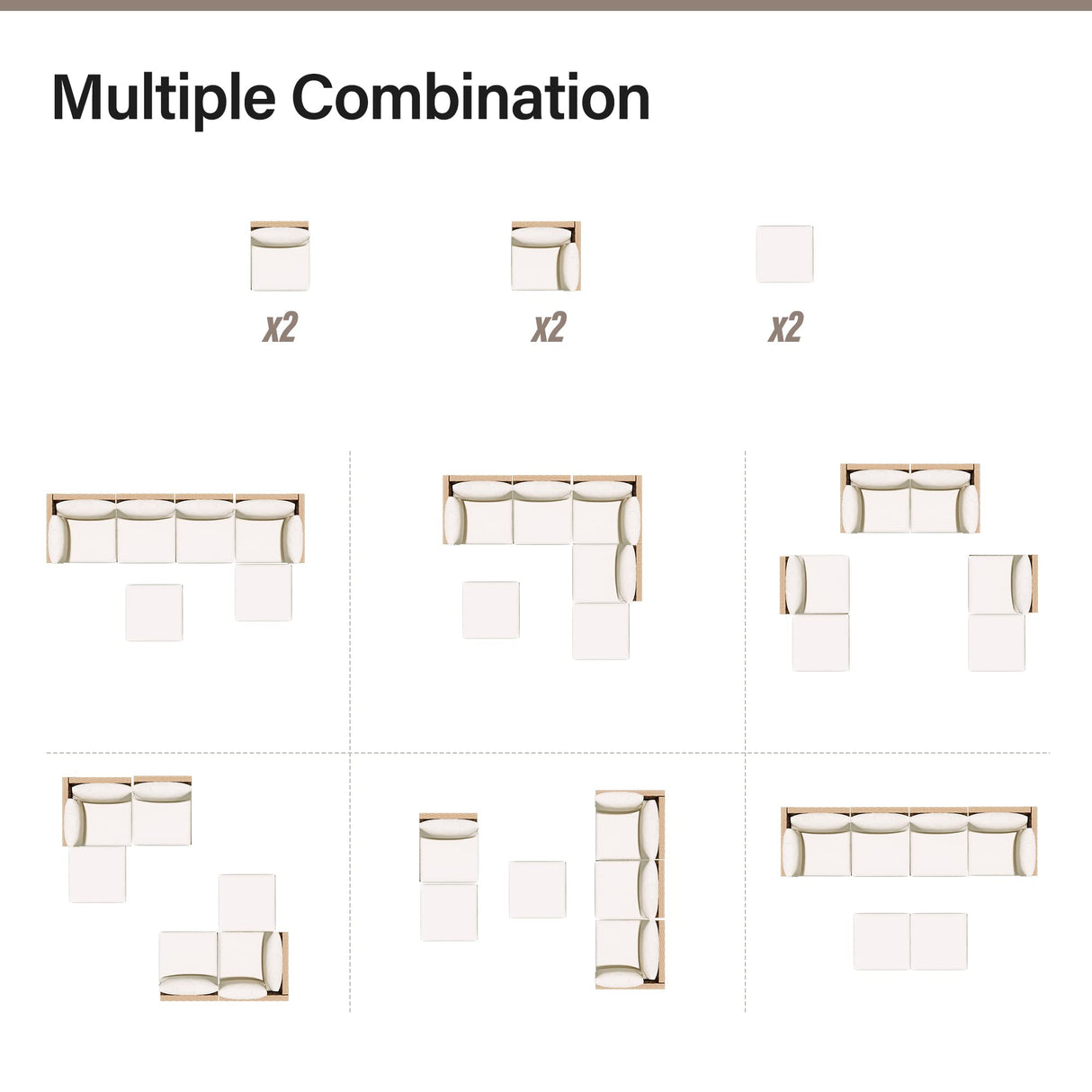 Outdoor Patio Furniture, 6 Piece Outdoor Sectional Sofa ,Backyard(Beige)