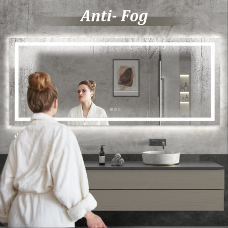 66x36 LED Lighted Mirror for Bathroom Wall Mounted, Dimmable Vanity Mirror