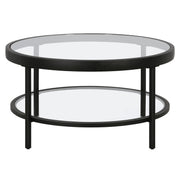 32" Wide Round Coffee Table in Blackened Bronze, Round Coffee Table for living room