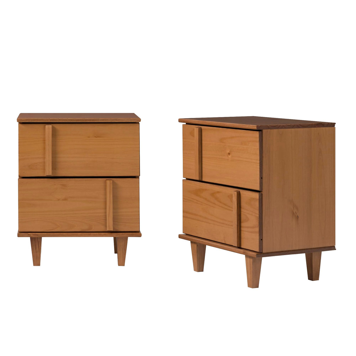 2-Piece Detailed Drawer Solid Wood Nightstands