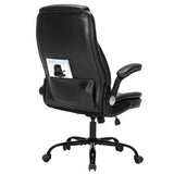 Seevoo Office Chair Desk Chair High Back Computer Chair - Adjustable Lumbar Support with Flip-Up Arms PU Leather Chair with Spring Cushion