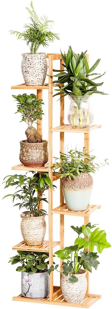 Bamboo 6 Tier 7 Potted Plant Stand Rack Multiple Flower Pot Holder Shelf