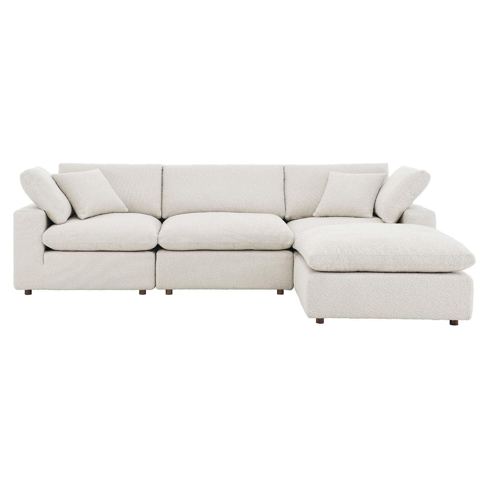 Commix Down-Filled Overstuffed Boucle Fabric 4-Piece Sectional Sofa
