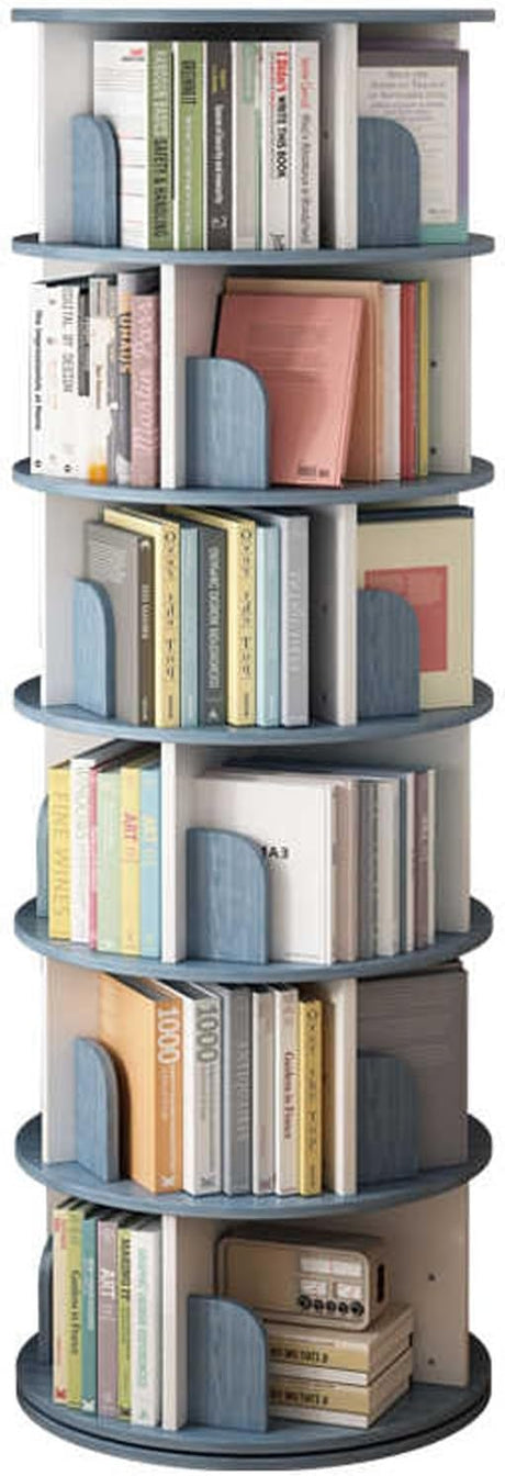 Tier Rotating Bookshelf Tower, 360° Display Floor Standing Book Organizer, Corner