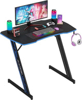 35 Inch Modern Z-Shaped Gaming Desk Computer Desk for Home Office with Headphone Hook