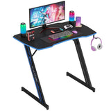 35 Inch Modern Z-Shaped Gaming Desk Computer Desk for Home Office with Headphone Hook