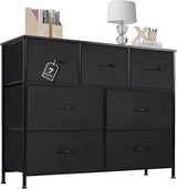 Dresser for Bedroom, Tall Dresser with 5 Drawers, Storage Tower with Fabric Bins,