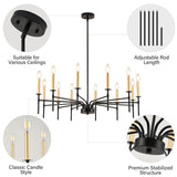 Modern Farmhouse Black and Gold Chandelier for Dining Room Light Fixture Over Table,