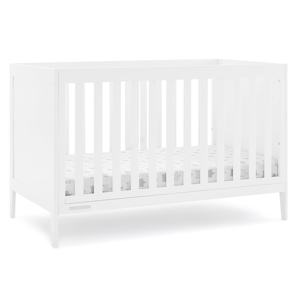 Hayes 4-in-1 Convertible Crib, Bianca White + Simmons Kids Silver Nights Dual Sided 2