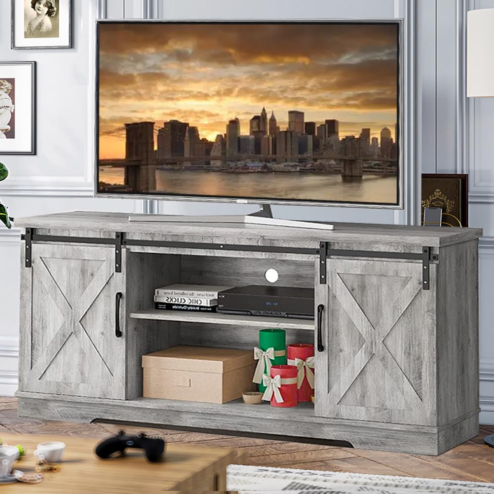 Farmhouse TV Stand, Entertainment Center for 65 Inch TV Media Console Table, Barn