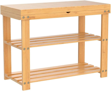 Bamboo Shoe Rack Wood Bench with Storage Shelf for