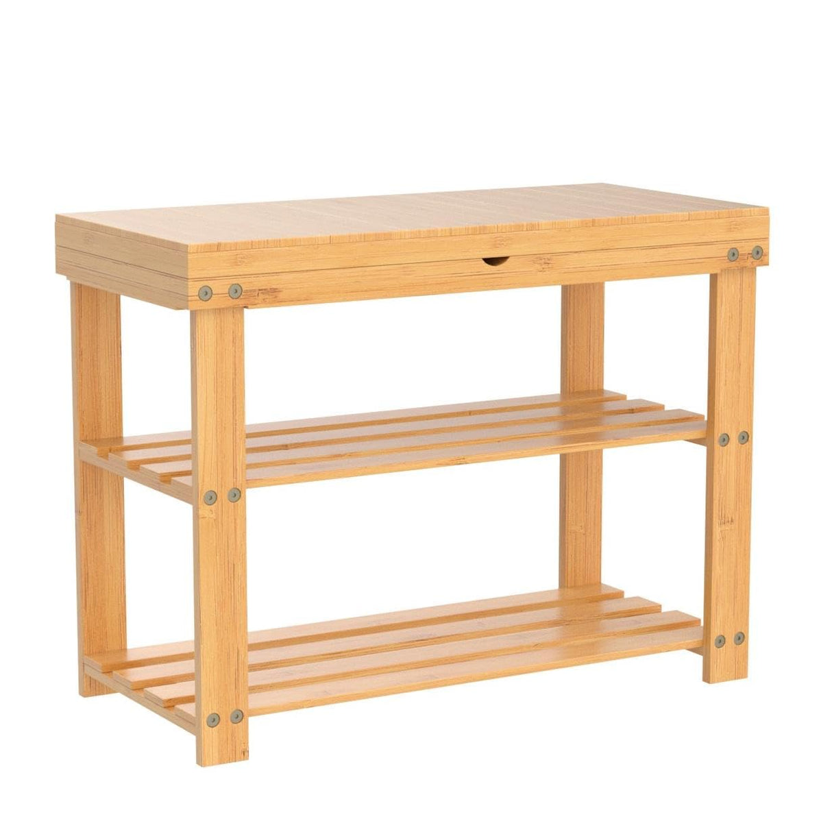 Bamboo Shoe Rack Wood Bench with Storage Shelf for