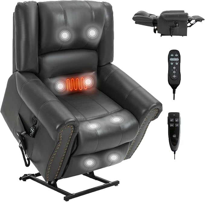 Dual Motor Up to 350 LBS Power Lift Recliner Chair with Power Remote