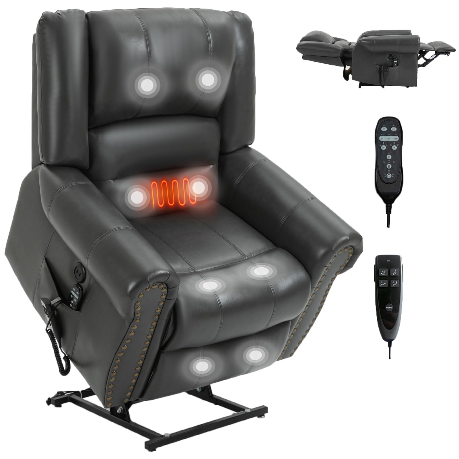 Dual Motor Up to 350 LBS Power Lift Recliner Chair with Power Remote