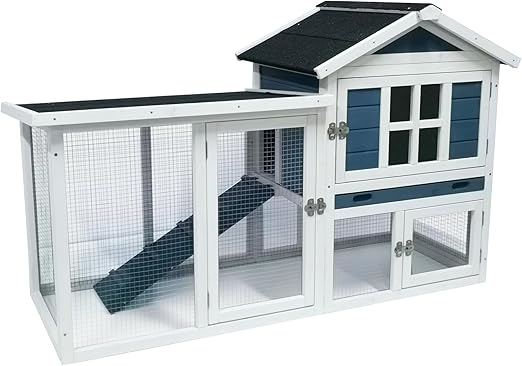 Rabbit Hutch Indoor and Outdoor 56.8" Guinea Pig Cage Chicken Coop Bunny Cage