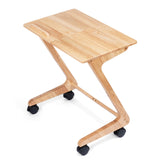 TV Tray Table, TV Dining Table with Casters for Small Spaces, Solid Wood End Table