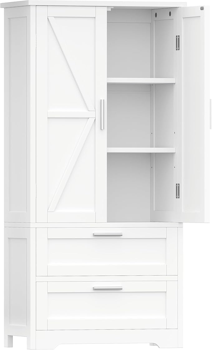 50.4" H Bathroom Storage Cabinet, Modern Floor Cabinet with Adjustable Shelfe