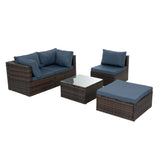 Patio Furniture, Outdoor Furniture, 5-Piece Wicker Furniture Set with Tempered Glass Coffee