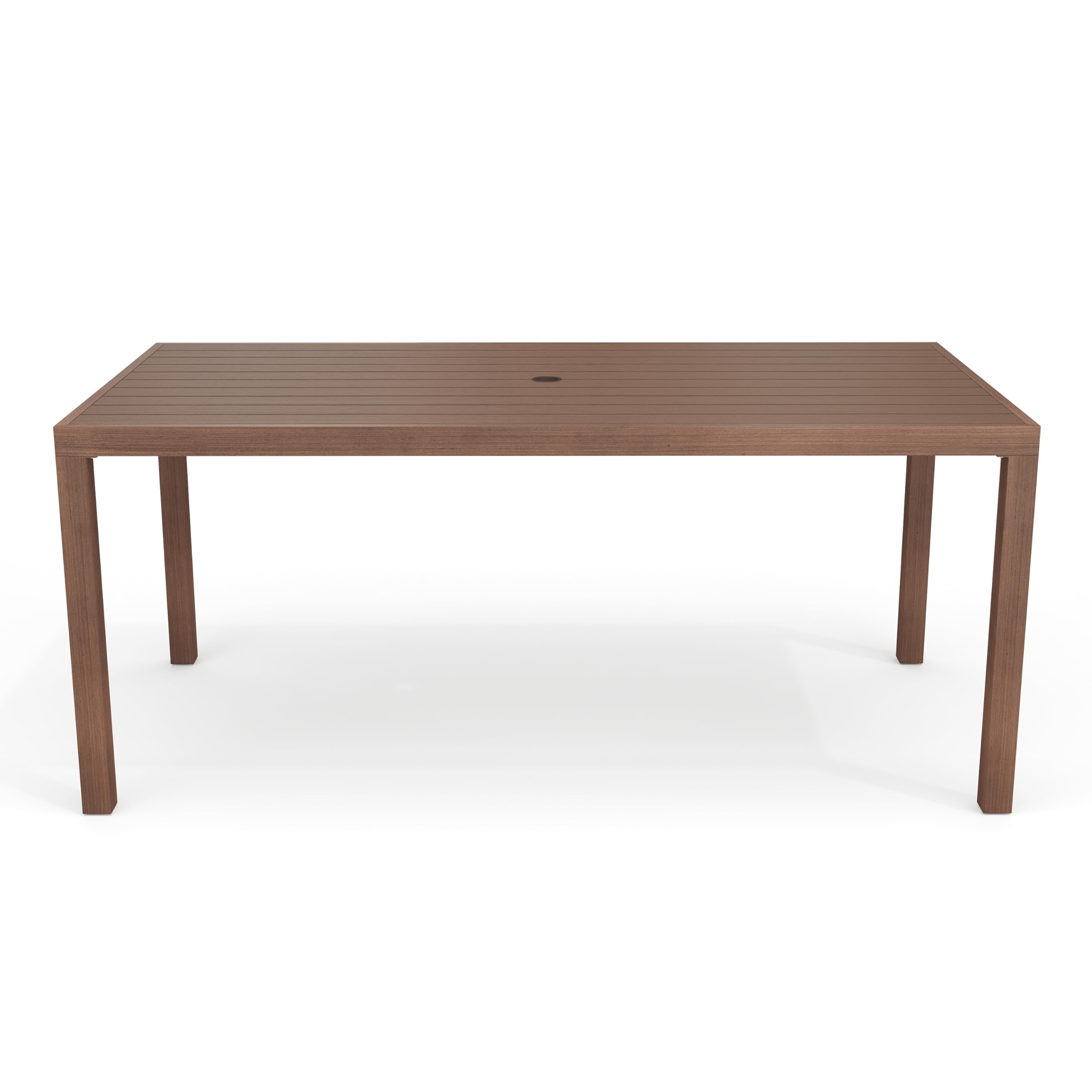 Bedford 70" Indoor-Outdoor Aluminum Patio Table with Umbrella Hole and Brushed