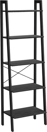 Ladder Shelf, 5-Tier Bookshelf, Storage Rack, Bookcase with Steel Frame