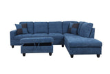 Right Facing Russes Sectional Sofa Set With Ottoman