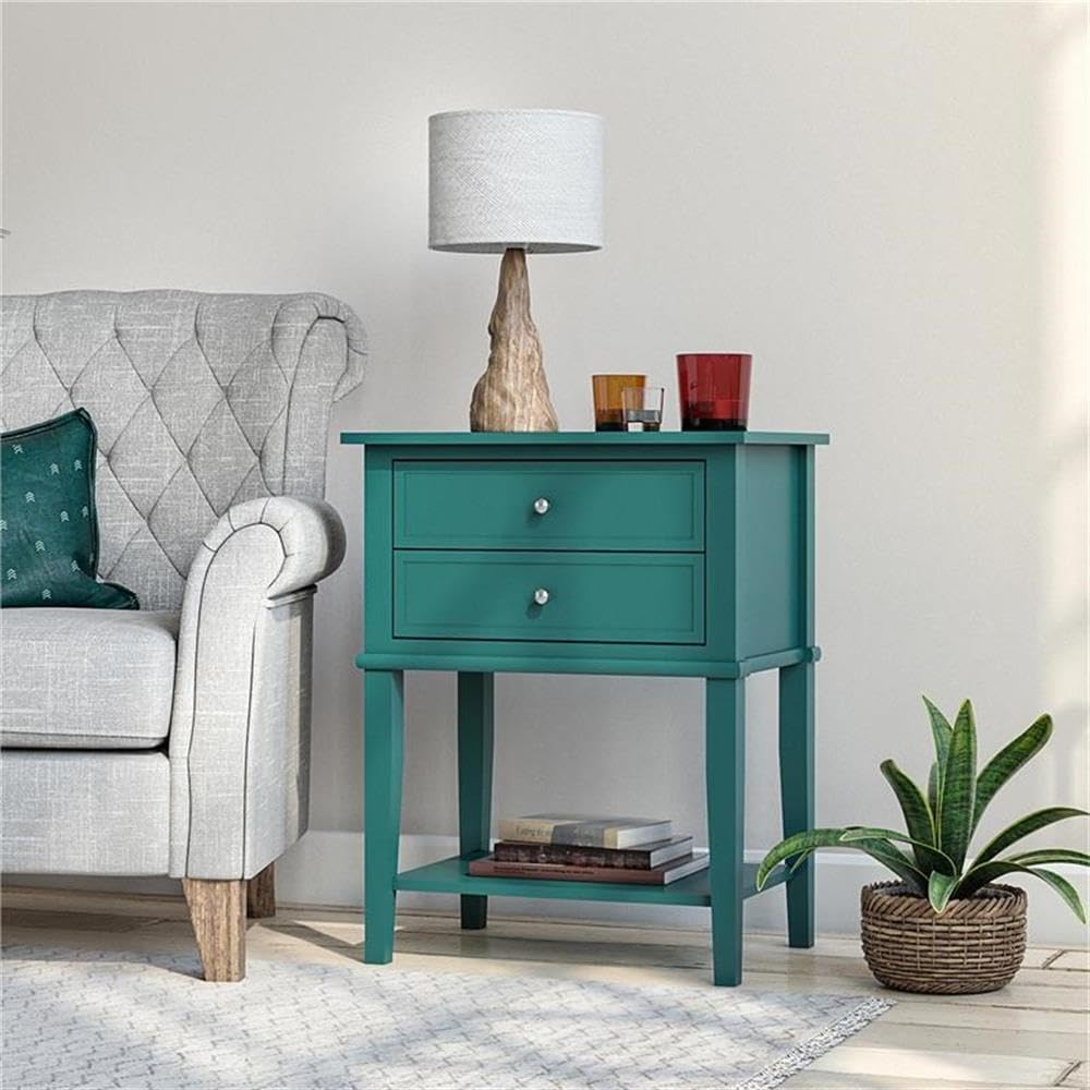 Franklin Accent Table with 2 Drawers, Emerald