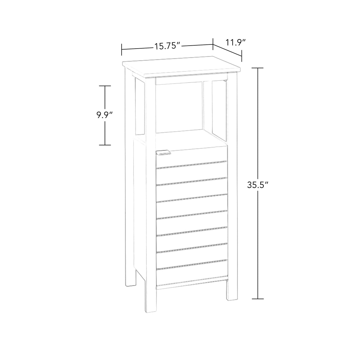 White Madison Collection Single Door Floor Cabinet